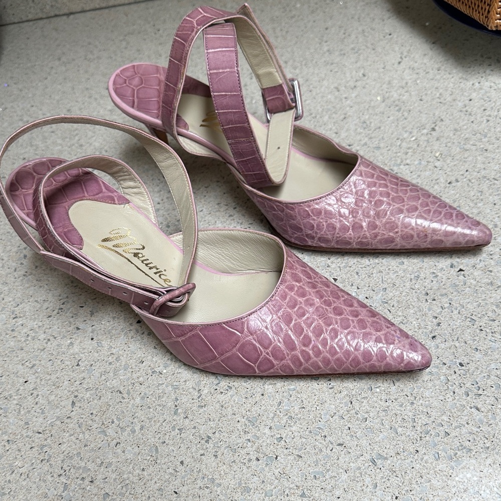 Maurice genuine alligator leather ankle strap shoes